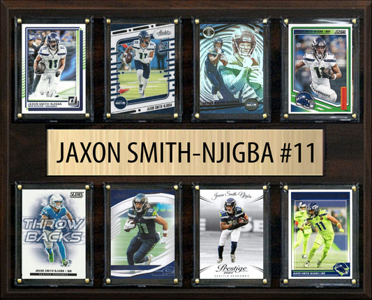 Jaxon Smith-Njigba Seattle Seahawks Plaque 8 Cards 2025 2024 Donruss Prizm SCORE Mosaic 12x15