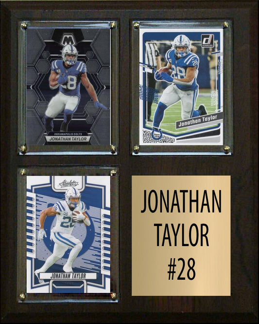 Jonathan Taylor 3 Card Plaque Donruss Fleer Topps 2023 2024 Indianapolis Colts