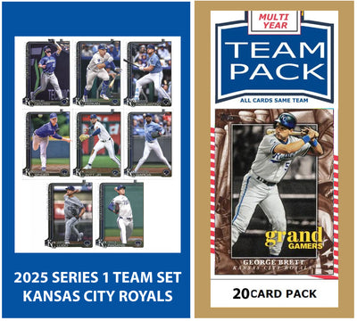 2024 Baseball Team Pack Royals 20 Card Pack George Brett + 2025 Topps Series 1 Team Set - Bobby Witt Jr