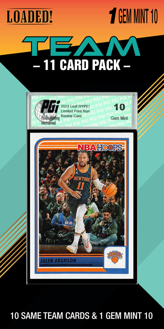 NBA New York Knicks Trading Card Pack — 11 Cards with 1 Graded Slab