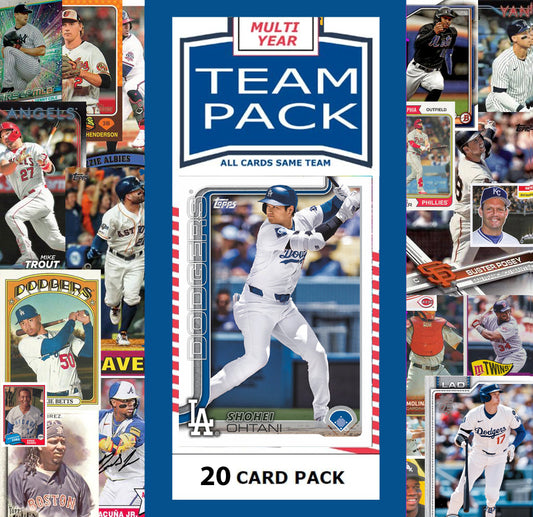 20 Card Multiyear Team Pack LA Dodgers Shohei Ohtani 2024 2023 2025 Topps Stadium Club Archives Chrome Heritage Bowman