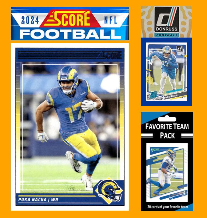 2024 SCORE NFL Los Angeles Rams Team Set Gift Pack + 2023 Donruss + 20 Card Pack  Stafford Puka Nacua RC Aaron Donald