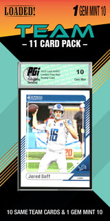 NFL Detroit Lions Trading Card Pack — 11 Cards with 1 Graded Slab
