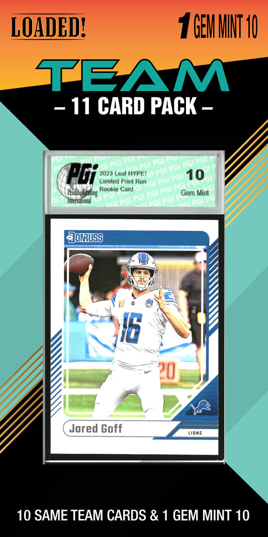 NFL 10 Card Graded Detroit Lions Pack