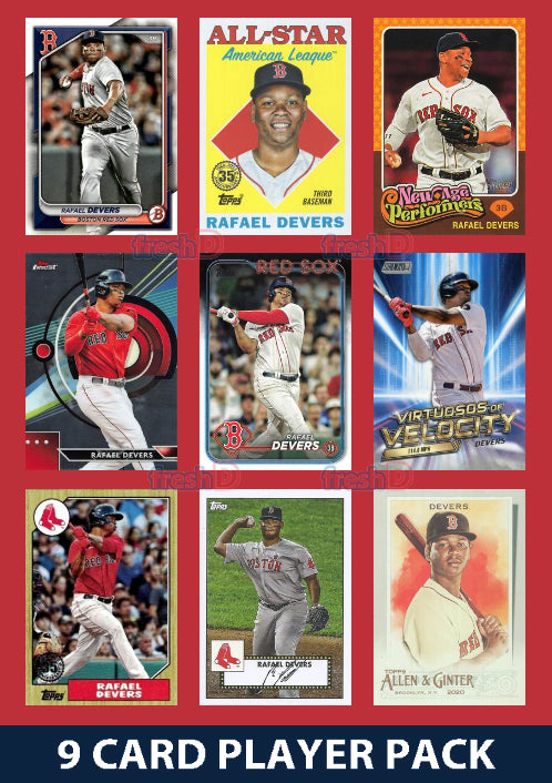 Rafael Devers Boston Red Sox 9 Card Player Pack 2025 20243 Topps Bowman