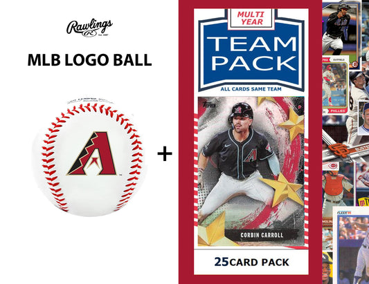 Rawlings MLB Arizona Diamondbacks Team Logo Baseball + Team 25 Pack Corbin Carroll Topps 2025 2024 2023