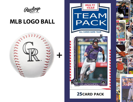 Rawlings MLB Colorado Rockies Team Logo Baseball + Team 25 Pack Charlie Blackmon Topps 2025 2024 2023
