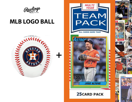 Rawlings MLB Houston Astros Team Logo Baseball + Team 25 Pack Jose Altuve Topps 2025 2024 2023