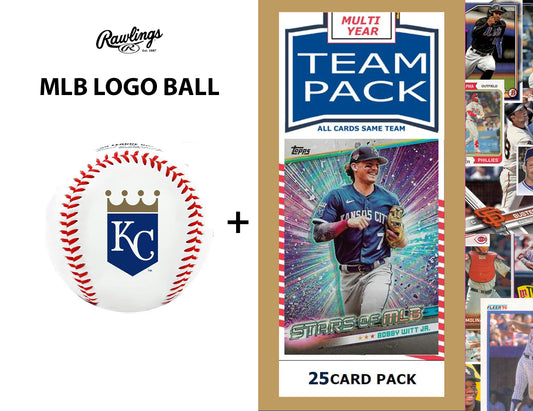 Rawlings MLB Kansas City Royals Team Logo Baseball + Team 25 Pack Bobby Witt Topps 2025 2024 2023