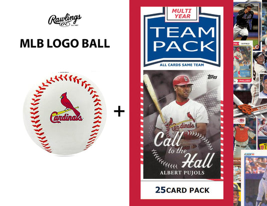 Rawlings MLB St Louis Cardinals Team Logo Baseball + Team 25 Pack Albert Pujols Topps 2025 2024 2023