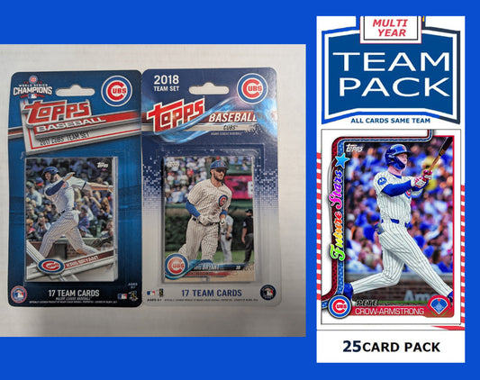 Topps Chicago Cubs Team Sets 2017 2018 + Multiyear Pack 2025 Pete Crow-Armstrong