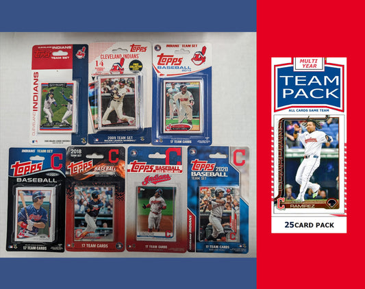 Topps Cleveland Guardians Team Sets 2020 2018 2014 2009 2008 + Multiyear Pack 2025 Jose Ramirez