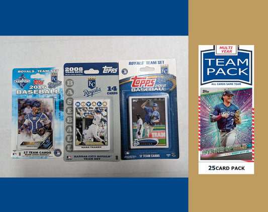 Topps Kansas City Royals Team Sets 2016 2012 2008 + Multiyear Pack 2025 Bobby Witt Jr