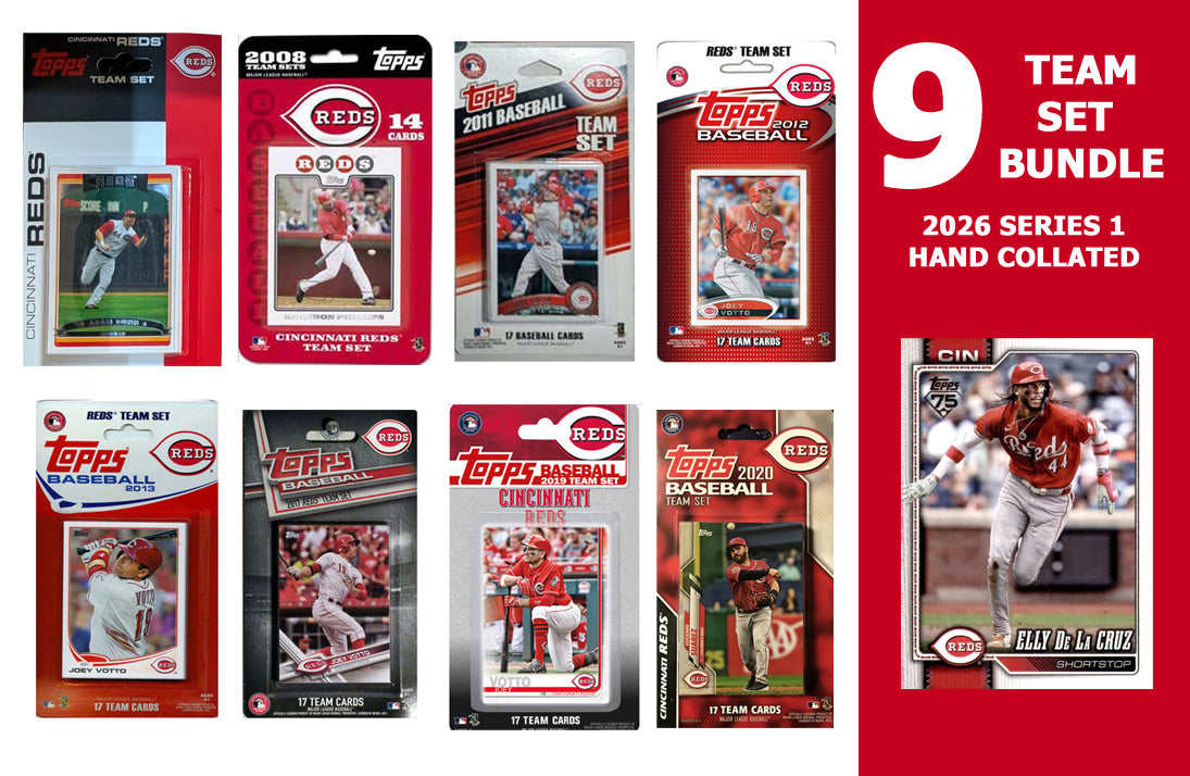 Topps Cincinnati Reds 9 Team Sets 2019 2017 2008 2006 + 2026 Series 1 Elly De La Cruz