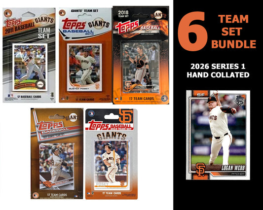 Topps San Francisco GIants Team Sets 2026 Series 1 2019 2018 2017 2011 2013 Factory Sealed Posey