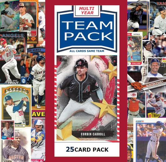 25 Card Multiyear Team Pack Arizona Diamondbacks 2024 2023 2025 Corbin Carroll Topps Stadium Club Archives Chrome Heritage Bowman