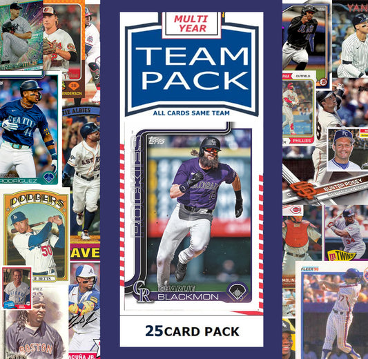 25 Card Multiyear Team Pack Colorado Rockies 2024 2023 2025 Charlie Blackmon Topps Stadium Club Archives Chrome Heritage Bowman