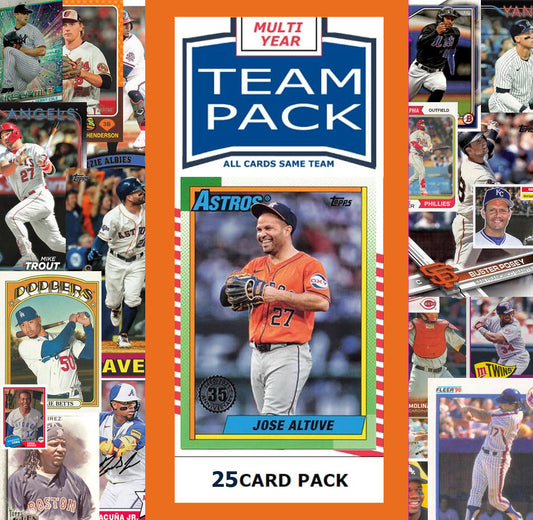 25 Card Multiyear Team Pack Houston Astros 2024 2023 2025 Jose Altuve Topps Stadium Club Archives Chrome Heritage Bowman