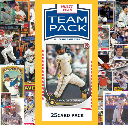 25 Card Multiyear Team Pack Milwaukee Brewers 2024 2023 2025 Jackson Chourio Topps Stadium Club Archives Chrome Heritage Bowman