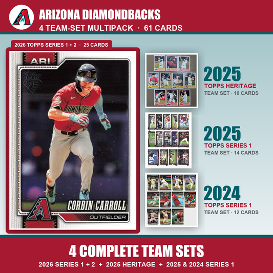 Arizona Diamondbacks Baseball Team Set Multipack - 2026 Topps Series 1 & 2 + 2025 Heritage + 2025 2024 Topps Series 1 - 4 Complete Team Sets - Corbin Carroll