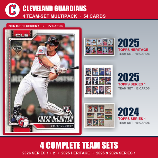 Cleveland Guardians Baseball Team Set Multipack - 2026 Topps Series 1 & 2 + 2025 Heritage + 2025 2024 Topps Series 1 - 4 Complete Team Sets - Chase DeLauter
