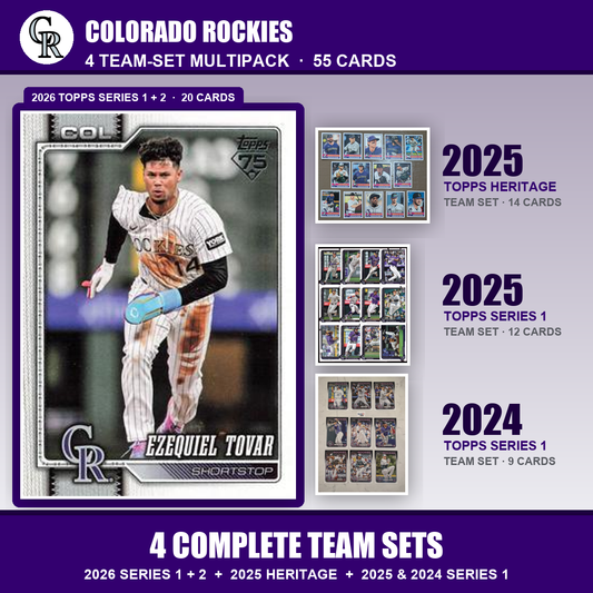 Colorado Rockies Baseball Team Set Multipack - 2026 Topps Series 1 & 2 + 2025 Heritage + 2025 2024 Topps Series 1 - 4 Complete Team Sets - Ezequiel Tovar