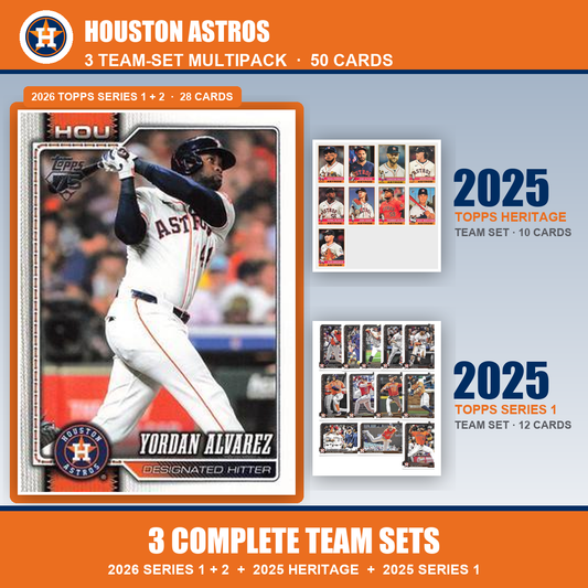Houston Astros Baseball Team Set Multipack - 2026 Topps Series 1 & 2 + 2025 Heritage + 2025 Topps Series 1 - 3 Complete Team Sets - Yordan Alvarez