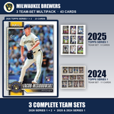Milwaukee Brewers Baseball Team Set Multipack - 2026 Topps Series 1 & 2 + 2025 2024 Topps Series 1 - 3 Complete Team Sets - Jacob Misiorowski