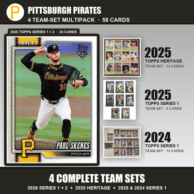 Pittsburgh Pirates Baseball Team Set Multipack - 2026 Topps Series 1 & 2 + 2025 Heritage + 2025 2024 Topps Series 1 - 4 Complete Team Sets - Paul Skenes