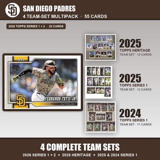San Diego Padres Baseball Team Set Multipack - 2026 Topps Series 1 & 2 + 2025 Heritage + 2025 2024 Topps Series 1 - 4 Complete Team Sets - Fernando Tatis Jr.