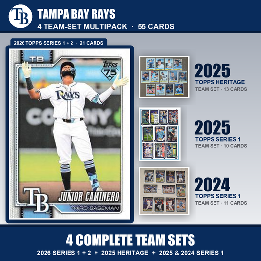 Tampa Bay Rays Baseball Team Set Multipack - 2026 Topps Series 1 & 2 + 2025 Heritage + 2025 2024 Topps Series 1 - 4 Complete Team Sets - Junior Caminero
