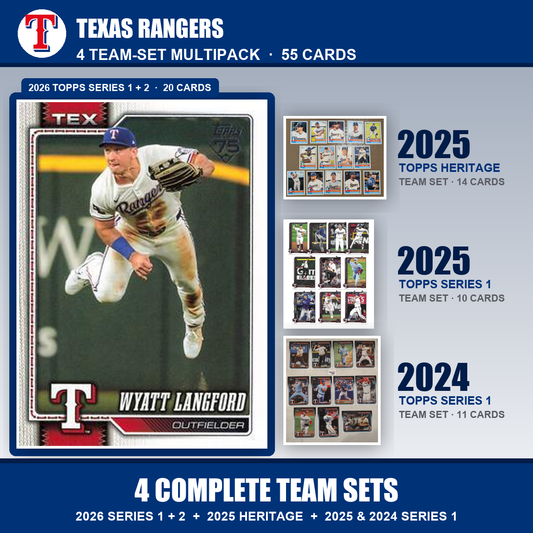 Texas Rangers Baseball Team Set Multipack - 2026 Topps Series 1 & 2 + 2025 Heritage + 2025 2024 Topps Series 1 - 4 Complete Team Sets - Wyatt Langford