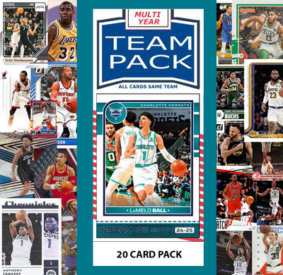 20 Card Multiyear Team Pack Charlotte Hornets 2025 2026 2024 Topps Panini Lamelo Ball