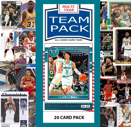 20 Card Multiyear Team Pack Charlotte Hornets 2025 2026 2024 Topps Panini Lamelo Ball