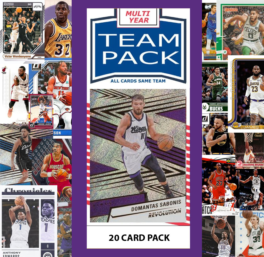 20 Card Multiyear Team Pack Sacramento Kings 2025 2026 2024 Topps Panini Sabonis
