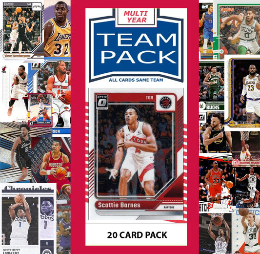 20 Card Multiyear Team Pack Toronto Raptors 2025 2026 2024 Topps Panini Scottie Barnes