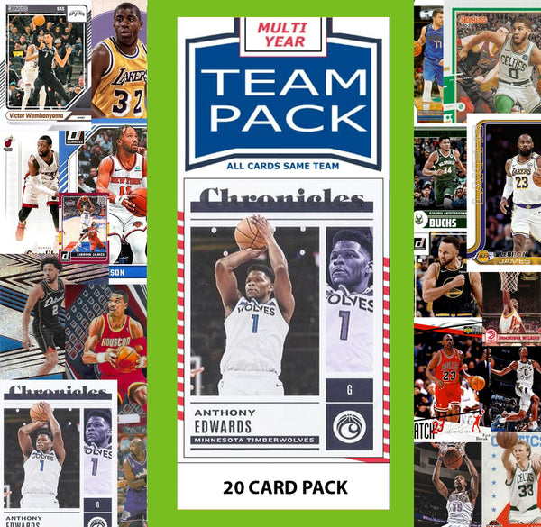 20 Card Multiyear Team Pack Minnesota Timberwolves 2025 2026 2024 Topps Panini Edwards plaque