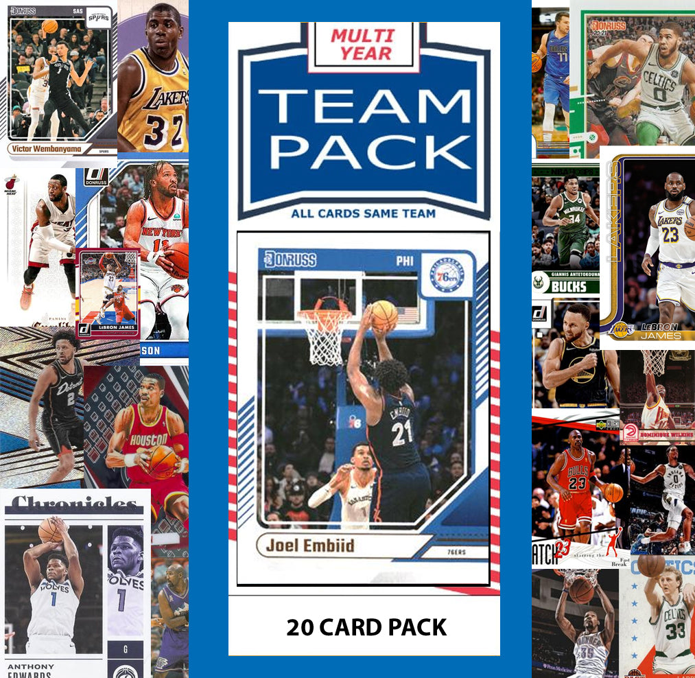 20 Card Multiyear Team Pack Philadelphia 76ers 2025 2026 2024 Topps Panini Embiid