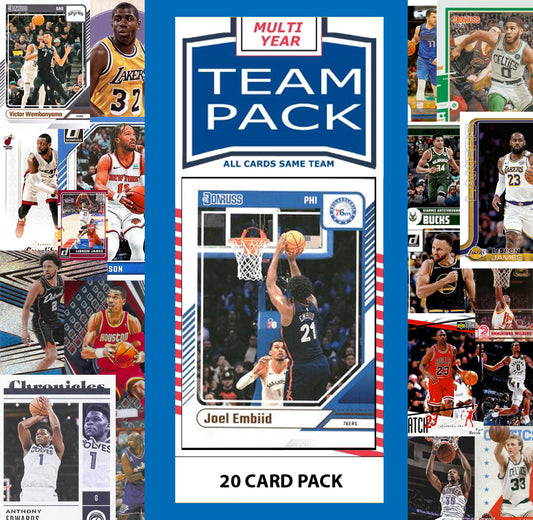 20 Card Multiyear Team Pack Philadelphia 76ers 2025 2026 2024 Topps Panini Embiid