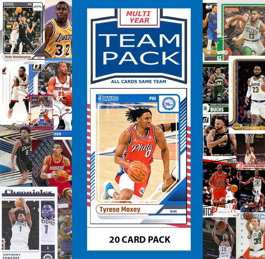 20 Card Multiyear Team Pack Philadelphia 76ers 2025 2026 2024 Topps Panini Tyrese Maxey