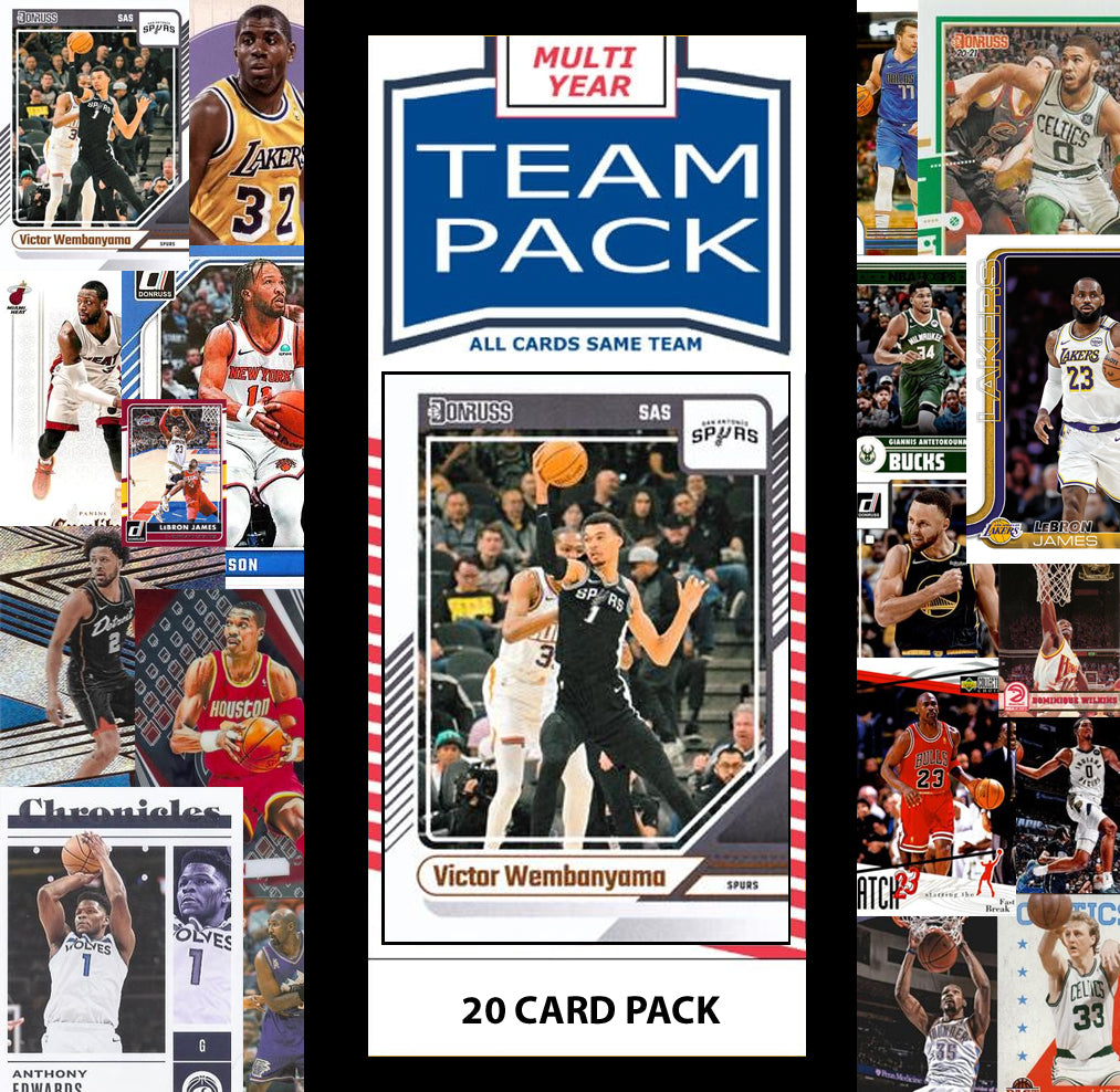 20 Card Multiyear Team Pack San Antonio Spurs Wembanyama 2025 2026 2024 Topps Panini