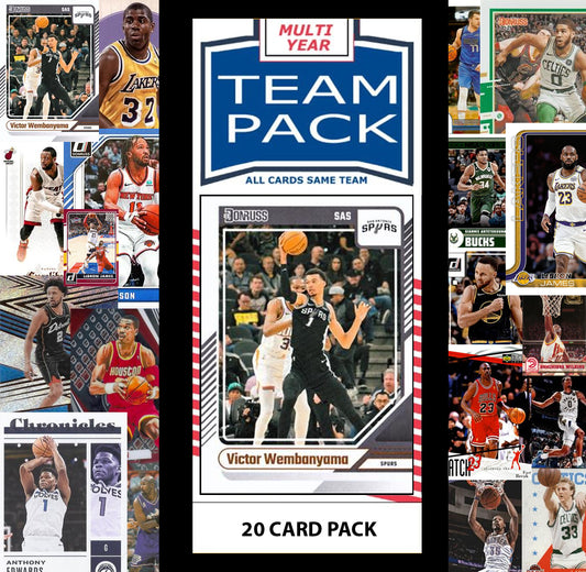 20 Card Multiyear Team Pack San Antonio Spurs Wembanyama 2025 2026 2024 Topps Panini