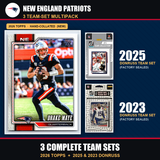 New England Patriots Football Team Set Multipack - 2026 Topps + 2025 2023 Donruss - 3 Complete Team Sets - Drake Maye