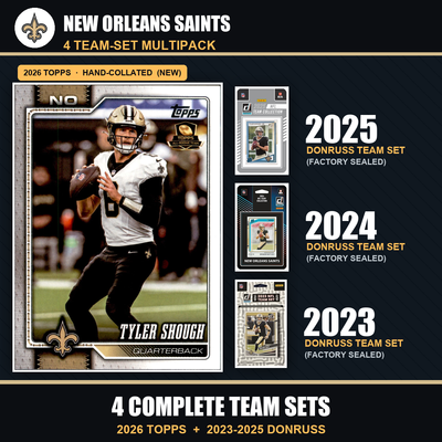 New Orleans Saints Football Team Set Multipack - 2026 Topps + 2025 2024 2023 Donruss - 4 Complete Team Sets - Tyler Shough