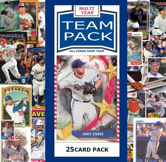 25 Card Multiyear Team Pack Texas Rangers 2024 2023 2025 Corey Seager Topps Stadium Club Archives Chrome Heritage Bowman