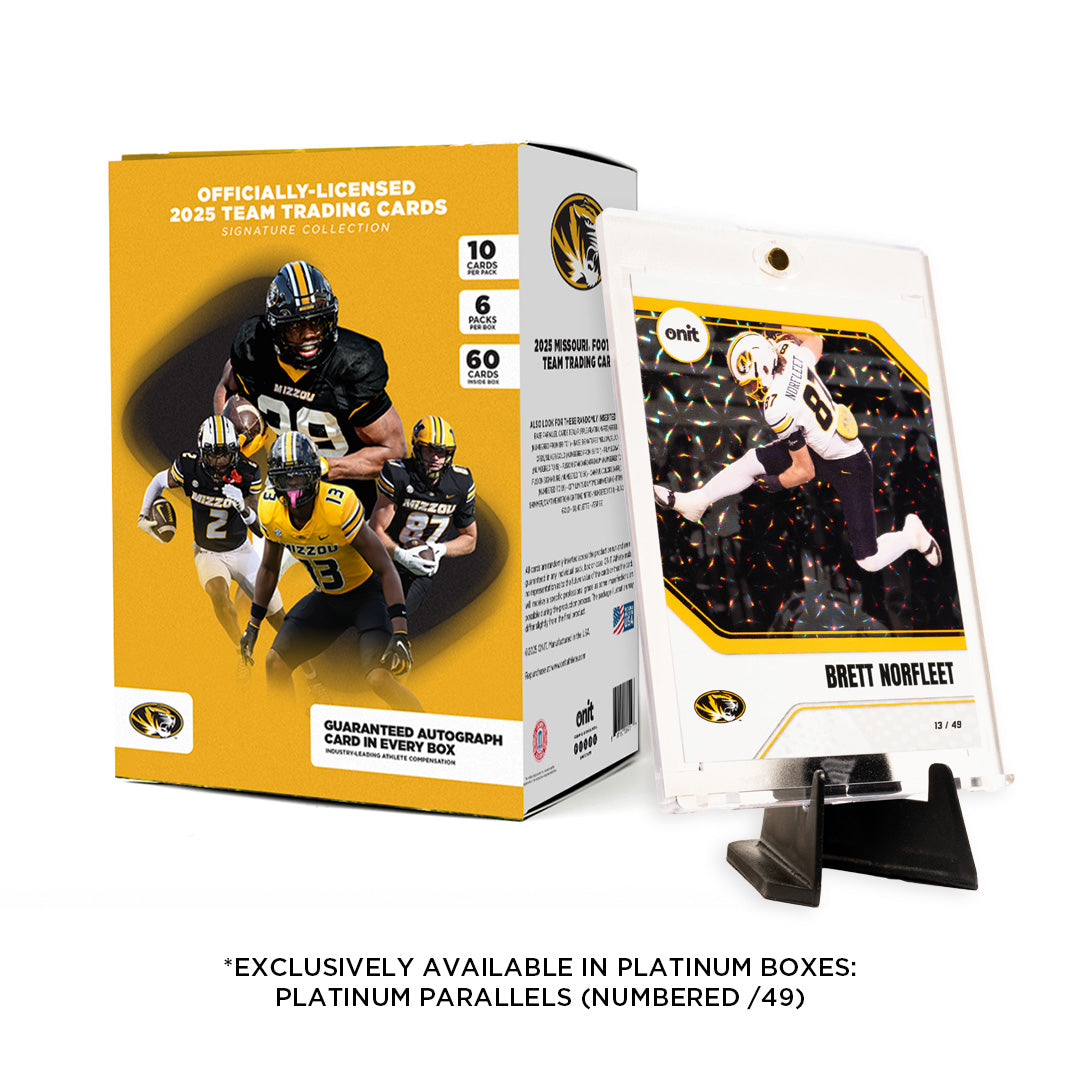 University of Missouri Football 2025 Trading Cards - Platinum Box (Guaranteed Autograph)