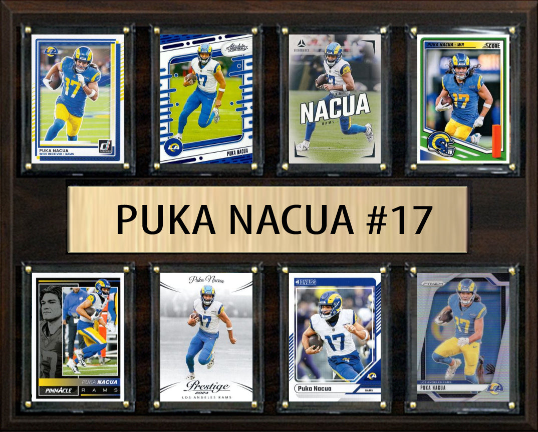 Puka Nacua LA Rams Plaque 8 Cards 2025 2024 Donruss Prizm SCORE Mosaic 12x15