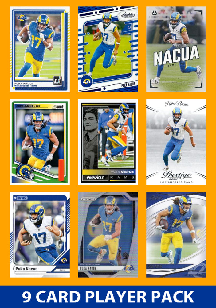 Puka Nacua 9 Card Player Pack  2024 2025 Donruss Panini Score Los Angeles Rams