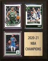 Milwaukee Bucks 2020-21 NBA Champions Fan Gift Plaque 8x10 3 Cards