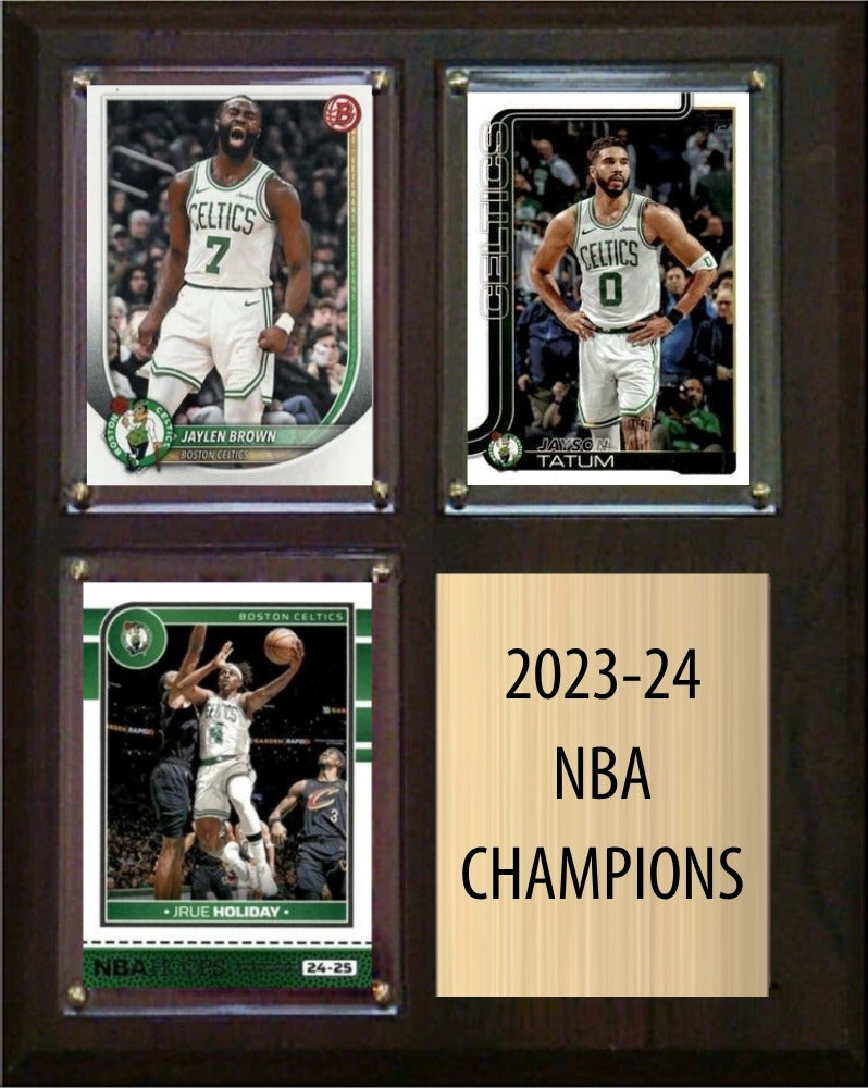 Boston Celtics 2023-24 NBA Champions Fan Gift Plaque 8x10 3 Cards plaque